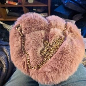New Heart Shaped Faux Fur Purse